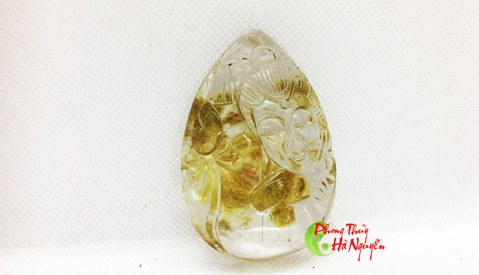 mặt phật bà thạch anh ưu linh vàng